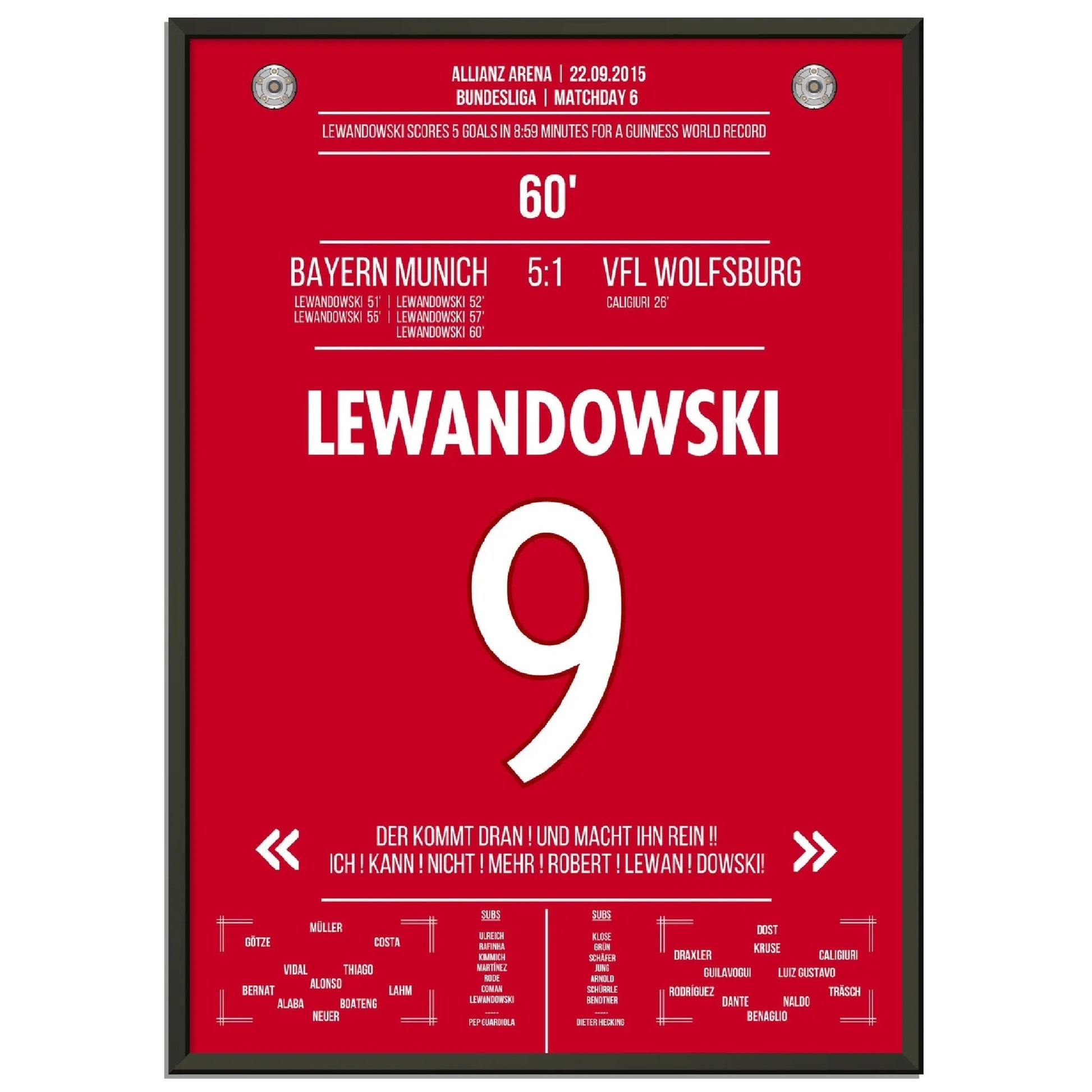 5 Tore Weltrekord von Lewandowski 2015 Bayern - Wolfsburg 