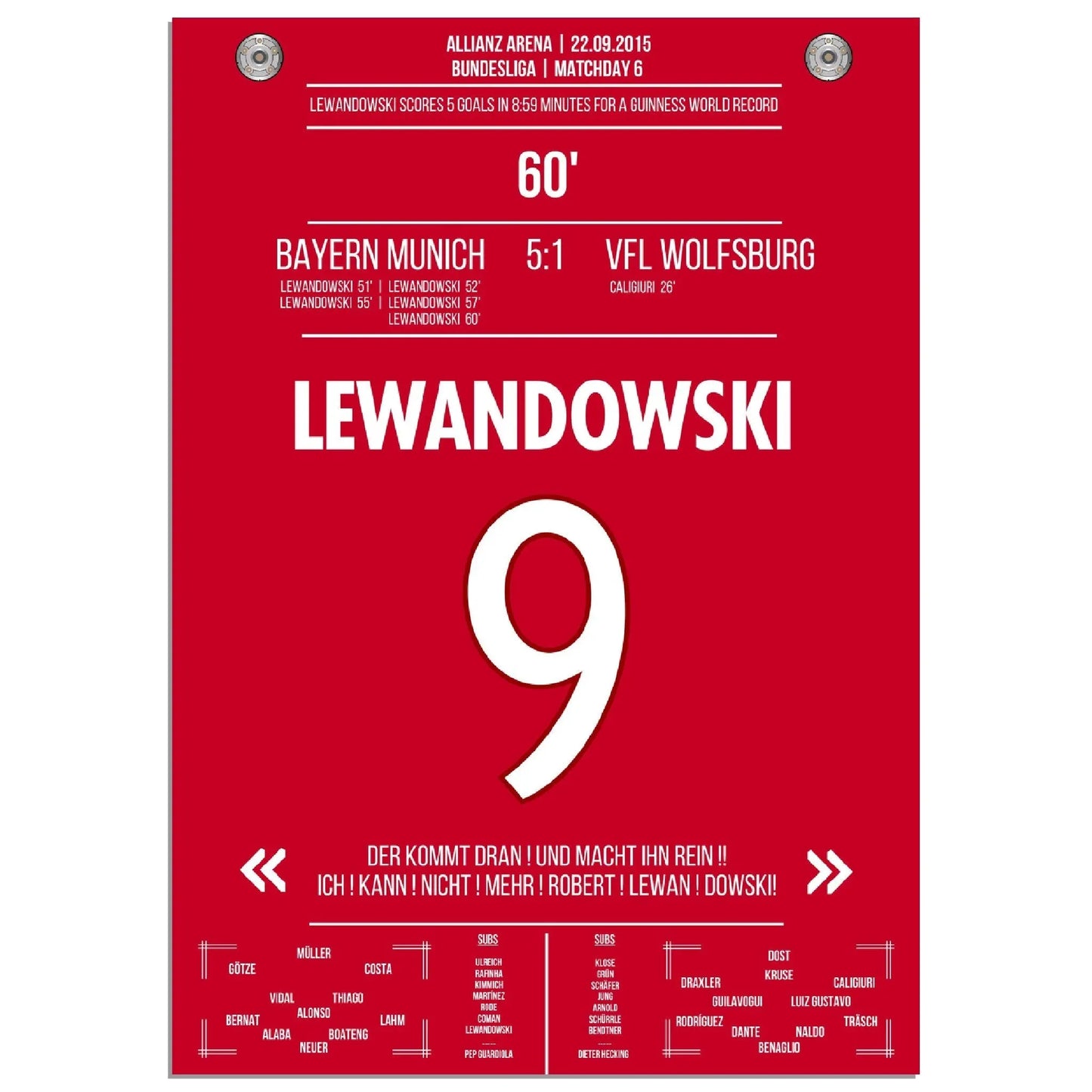 5 Tore Weltrekord von Lewandowski 2015 Bayern - Wolfsburg 