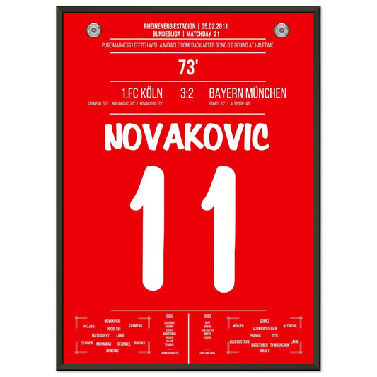 Köln dreht einen 0:2 Halbzeit-Rückstand gegen die Bayern in 2011 50x70-cm-20x28-Schwarzer-Aluminiumrahmen