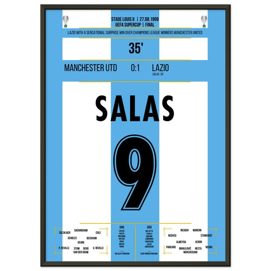 Lazio's Sieg im Supercup Finale gegen ManUn in 1999 50x70-cm-20x28-Schwarzer-Aluminiumrahmen