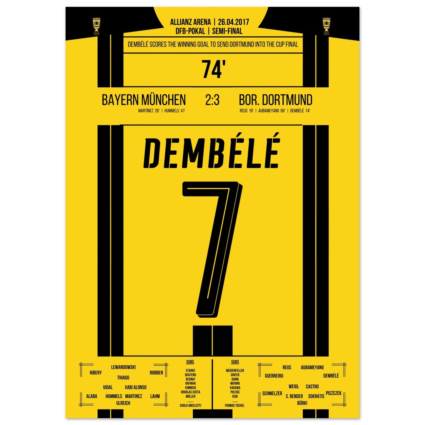 Dembélé's Siegtreffer gegen Bayern zum Finaleinzug 2017 50x70-cm-20x28-Ohne-Rahmen