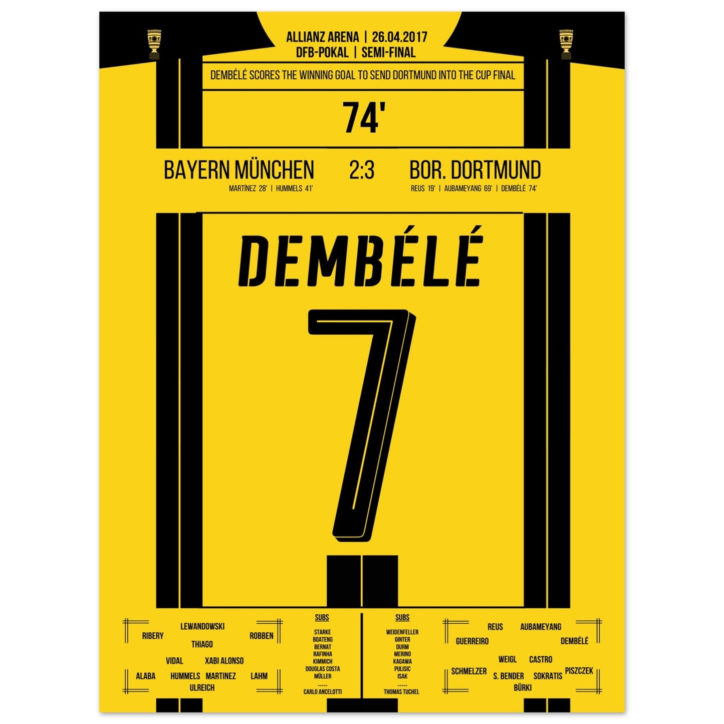 Dembélé's Siegtreffer gegen Bayern zum Finaleinzug 2017 45x60-cm-18x24-Ohne-Rahmen