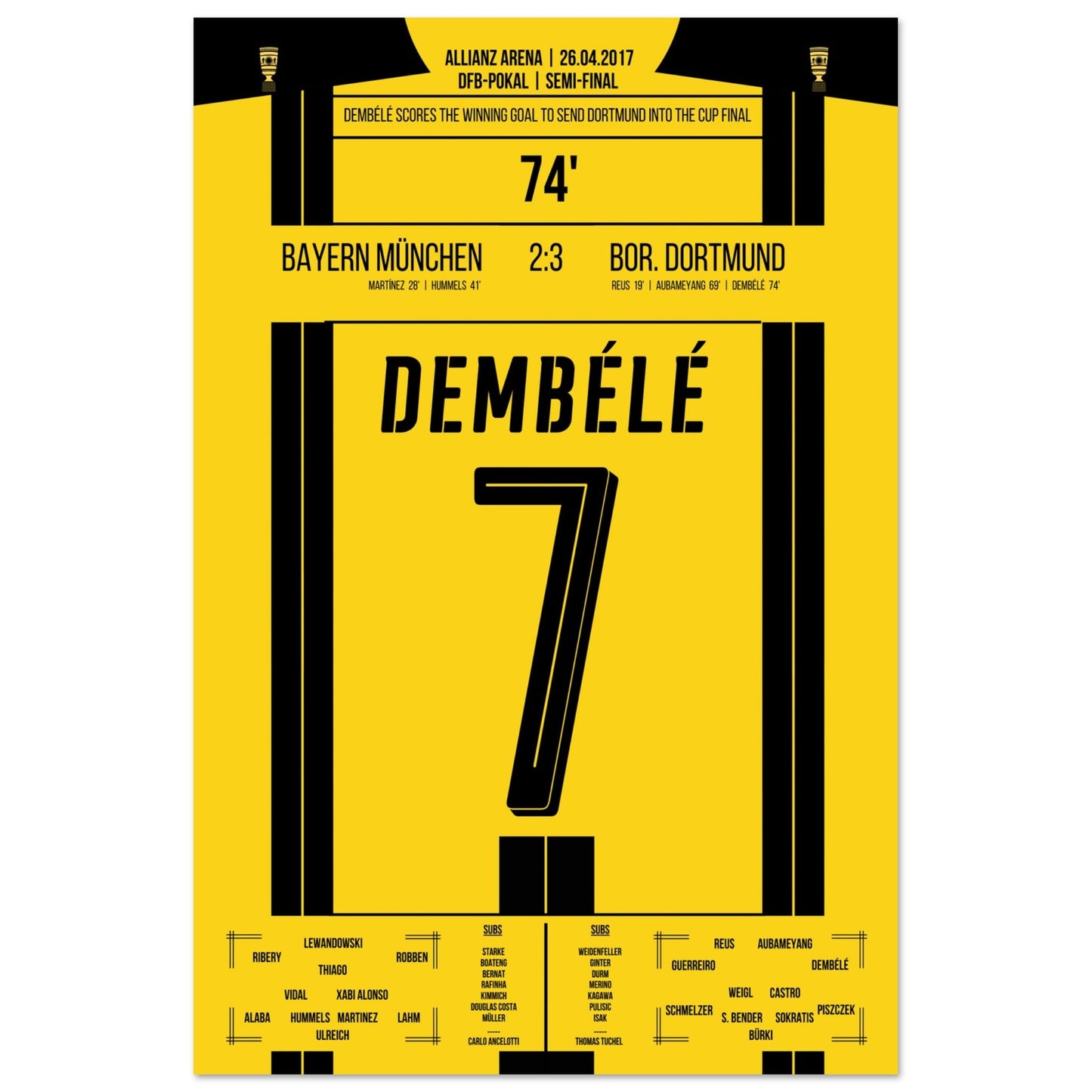 Dembélé's Siegtreffer gegen Bayern zum Finaleinzug 2017 60x90-cm-24x36-Ohne-Rahmen